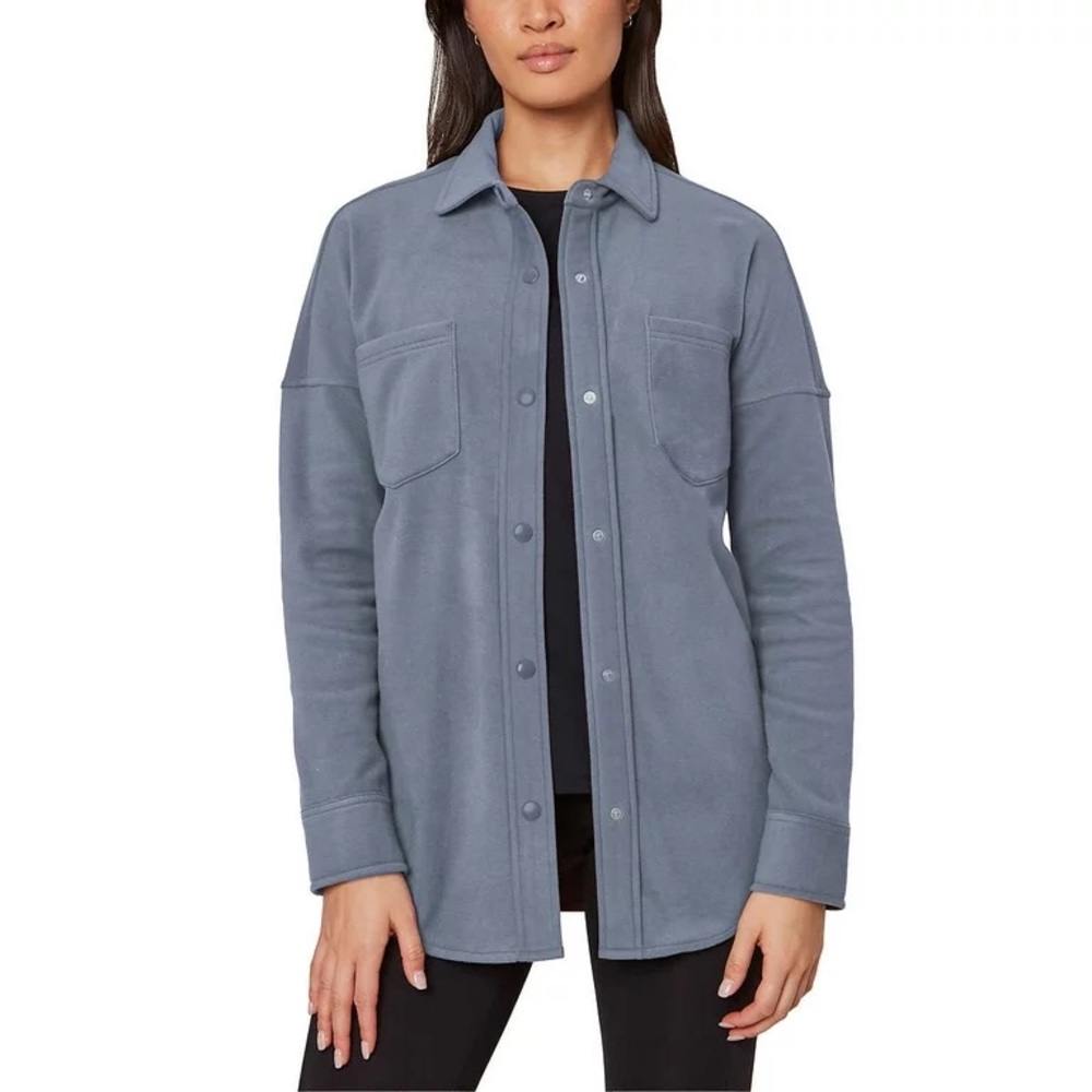 Mondetta Womens Cozy Fleece Shirt Jacket Blue New Without Tags!